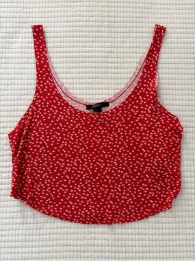 Forever 21 Red Tank with Tiny White Floral Print